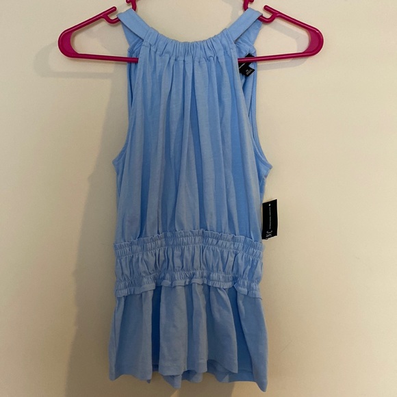 INC NWT Baby blue extra small XS halter top thick elastic waistband tie at neck - Picture 8 of 8